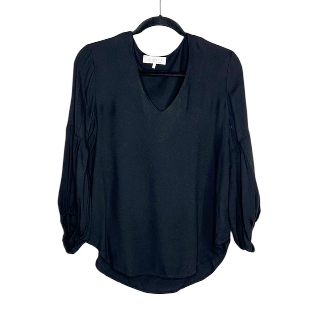 WAYF black v neck balloon sleeve to size XS